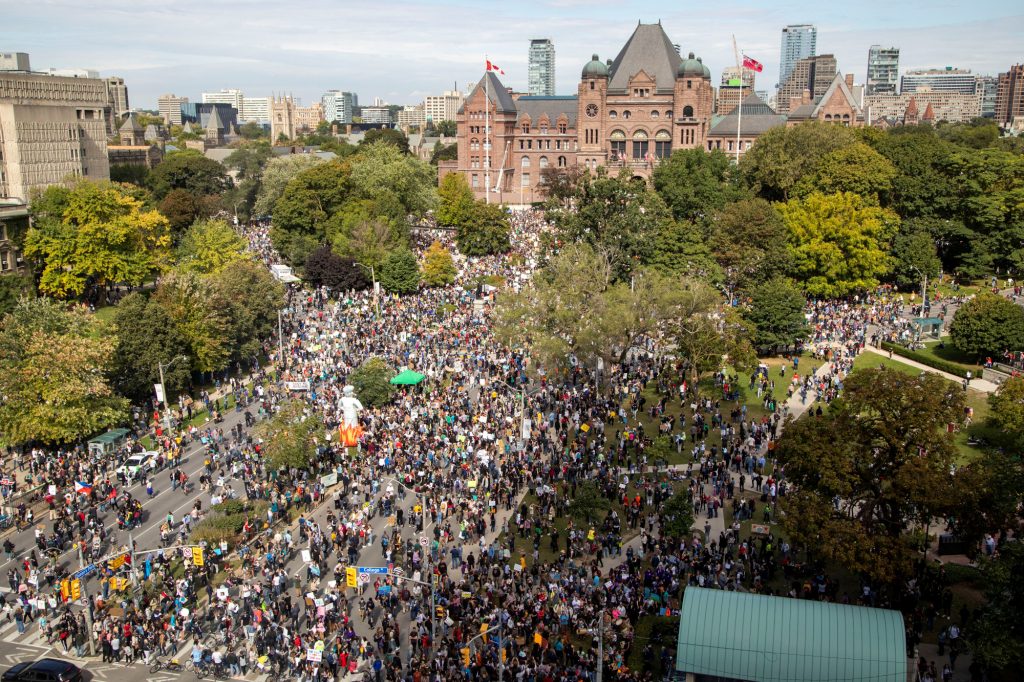 500,000 people filled the streets in a climate change strike in Toronto, Ontario, Canada September 27, 2019.